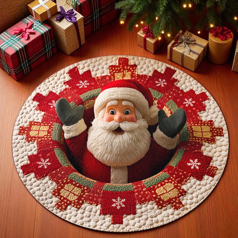 Outdoor Camping Ideas For Adults - Felpudo redondo navideño de Papá Noel,