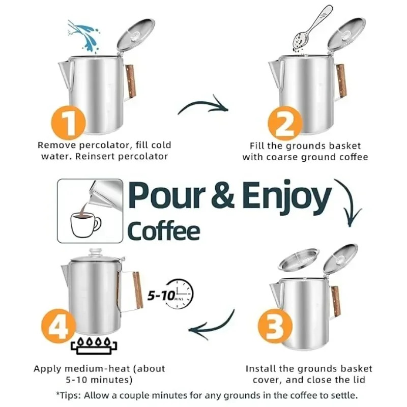 Cafetera de Acero Inoxidable p - Camp Percolator Coffee reseña y precio