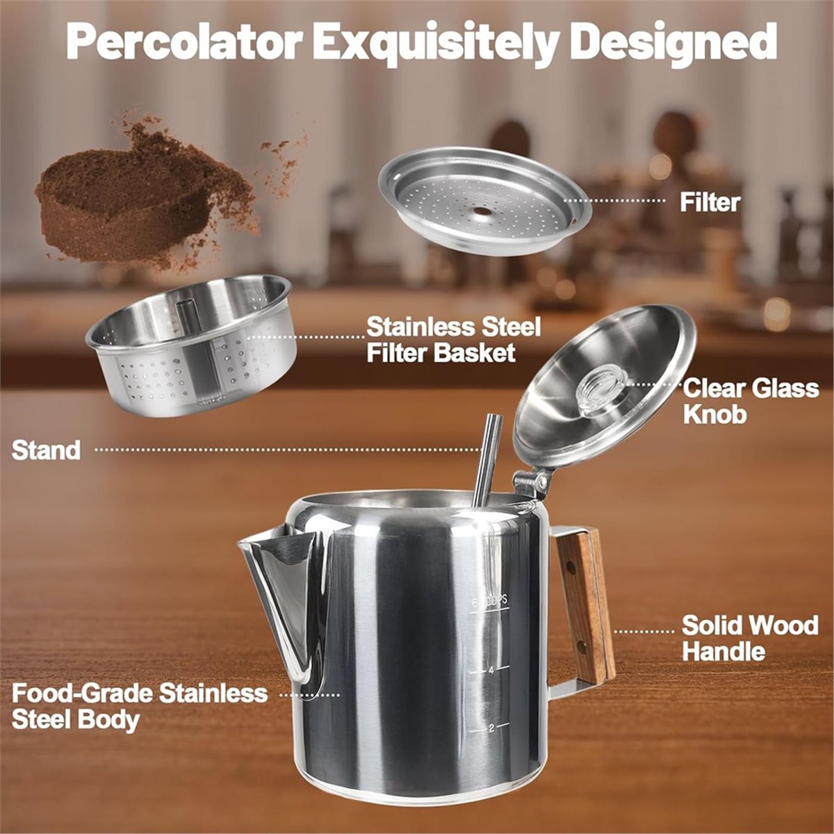 Cafetera de acero inoxidable 3 - Camp Percolator Coffee reseña y precio